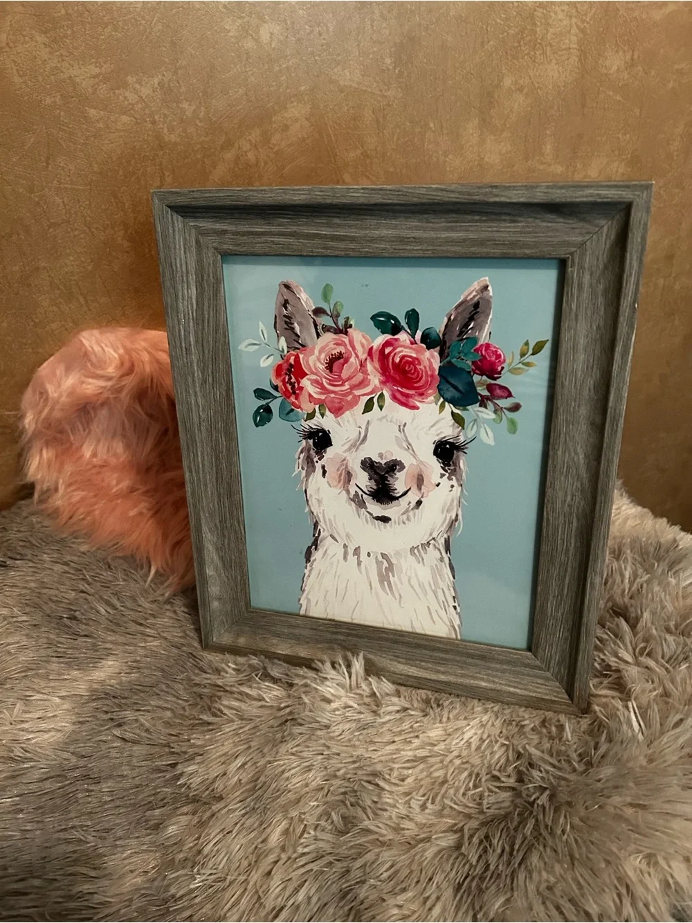 Check this out !Floral Crown Llama Framed Wall Art – Pink & Teal